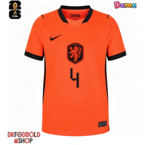 Holland Virgil van Dijk #4 Hjemmebanetrøje Dame VM 2026 Kort ærmer